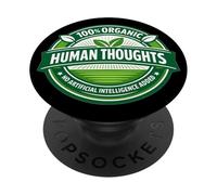 Graphique 100% Organique pensées humaines Anti-IA PopSockets PopGrip Adhésif
