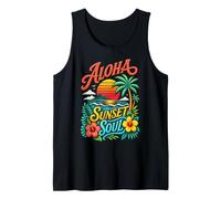 Graphique Aloha Sunset Soul, océan Tropical, Palmiers et îles Débardeur