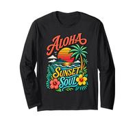 Graphique Aloha Sunset Soul, océan Tropical, Palmiers et îles Manche Longue