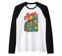 Graphique Aloha Sunset Soul, océan Tropical, Palmiers et îles Manche Raglan