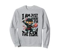 Graphique amusant d'arts martiaux Ninja Cat Just Here For The Fish Sweatshirt