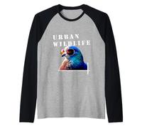 Graphique Amusant de la Faune Urbaine Nature Pigeon Lover Manche Raglan