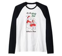 Graphique Amusant de Père Noël Ho Ho Holy Wow What a Year Manche Raglan