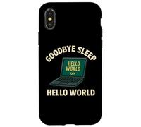 Graphique Amusant « Goodbye Sleep Hello World » Coque pour iPhone X/XS