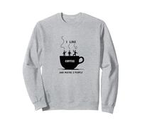 Graphique Amusant « I Like Coffee and Maybe 3 People » Sweatshirt, Unisexe pour Adultes, Gris Chiné, M