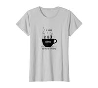 Graphique Amusant « I Like Coffee and Maybe 3 People » T-Shirt, Femme, Argent, M