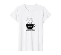 Graphique Amusant « I Like Coffee and Maybe 3 People » T-Shirt, Femme, Blanc, M