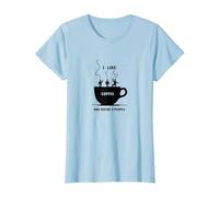 Graphique Amusant « I Like Coffee and Maybe 3 People » T-Shirt, Femme, Bleu Céleste, M