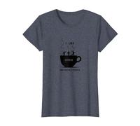 Graphique Amusant « I Like Coffee and Maybe 3 People » T-Shirt, Femme, Bleu Chiné, M