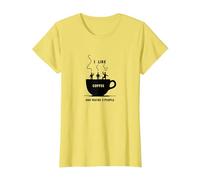 Graphique Amusant « I Like Coffee and Maybe 3 People » T-Shirt, Femme, Citron, M