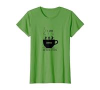 Graphique Amusant « I Like Coffee and Maybe 3 People » T-Shirt, Femme, Herbe, M