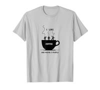 Graphique Amusant « I Like Coffee and Maybe 3 People » T-Shirt, Homme, Argent, M