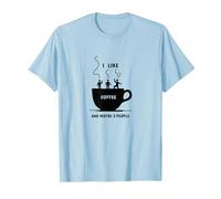 Graphique Amusant « I Like Coffee and Maybe 3 People » T-Shirt, Homme, Bleu Céleste, M