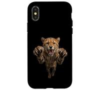 Graphique Animal de Safari Intense sautant guépard Coque pour iPhone X/XS