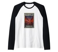 Graphique artistique de voyage Sunset Nashville Tennessee TN Dusk Dawn Manche Raglan