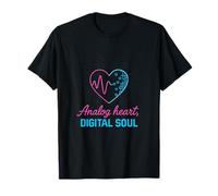 Graphique au néon Analog Heart Digital Soul Cyberpunk T-Shirt
