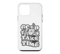 Graphique avec Citation botanique Florale Good Things Take Time Coque pour iPhone 12 Mini