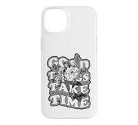 Graphique avec Citation botanique Florale Good Things Take Time Coque pour iPhone 14 Plus