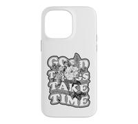 Graphique avec Citation botanique Florale Good Things Take Time Coque pour iPhone 14 Pro Max