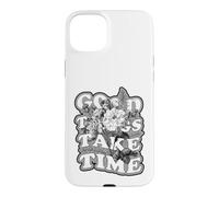 Graphique avec Citation botanique Florale Good Things Take Time Coque pour iPhone 15 Plus