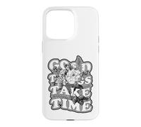 Graphique avec Citation botanique Florale Good Things Take Time Coque pour iPhone 15 Pro Max