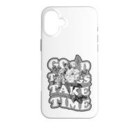 Graphique avec Citation botanique Florale Good Things Take Time Coque pour iPhone 16 Plus