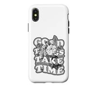 Graphique avec Citation botanique Florale Good Things Take Time Coque pour iPhone X/XS