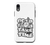 Graphique avec Citation botanique Florale Good Things Take Time Coque pour iPhone XR