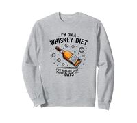 Graphique avec Citation Humoristique « I'm on A Whiskey Diet » Sweatshirt, Unisexe pour Adultes, Gris Chiné, M