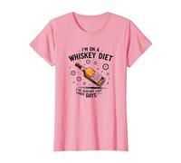 Graphique avec Citation Humoristique « I'm on A Whiskey Diet » T-Shirt, Femme, Rose, 3XL