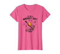 Graphique avec Citation Humoristique « I'm on A Whiskey Diet » T-Shirt, Femme, Rose chiné, 3XL