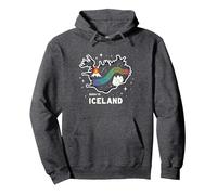 Graphique Born to Explore Iceland Adventure Northern Lights Sweat à Capuche, Unisexe pour Adultes, Chiné Foncé, XL