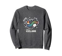 Graphique Born to Explore Iceland Adventure Northern Lights Sweatshirt, Unisexe pour Adultes, Chiné Foncé, S