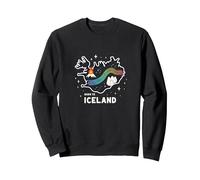 Graphique Born to Explore Iceland Adventure Northern Lights Sweatshirt, Unisexe pour Adultes, Noir, L