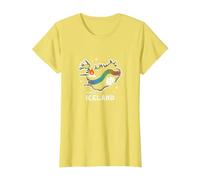 Graphique Born to Explore Iceland Adventure Northern Lights T-Shirt, Femme, Citron, XS