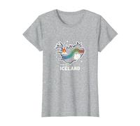 Graphique Born to Explore Iceland Adventure Northern Lights T-Shirt, Femme, Gris Chiné, XL