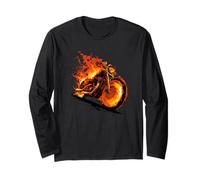 Graphique Burning Motorcycle Love with Cool Flames Manche Longue
