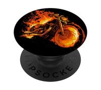Graphique Burning Motorcycle Love with Cool Flames PopSockets PopGrip Adhésif