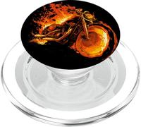 Graphique Burning Motorcycle Love with Cool Flames PopSockets PopGrip pour MagSafe
