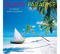 Graphique Calendrier mural 2024 Island Paradise | 30,5 x 30,5 cm | Papier épais | Organiseur de maison et de bureau | Grande grille mensuelle | 3 langues et jours fériés marqués | Page d'aperçu de 4