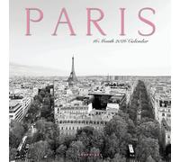 Graphique Calendrier mural Paris 2026 | 30,5 x 30,5 cm | Papier épais | Organiseur de maison et de bureau | Grande grille mensuelle | 3 langues et jours fériés marqués | Page d'aperçu de 4 mois pour