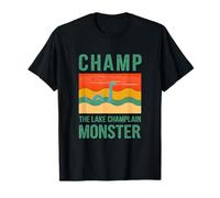 Graphique coloré rétro Champ The Lake Champlain Monster T-Shirt