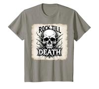 Graphique crâne de Mort Rock Till Heavy Metal T-Shirt, Enfant, Ardoise, 6 Ans