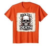 Graphique crâne de Mort Rock Till Heavy Metal T-Shirt, Enfant, Orange, 4 Ans