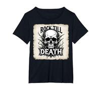 Graphique crâne de Mort Rock Till Heavy Metal T-Shirt, Femme Grandes Tailles, Noir, 6X