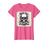 Graphique crâne de Mort Rock Till Heavy Metal T-Shirt, Femme, Rose chiné, S
