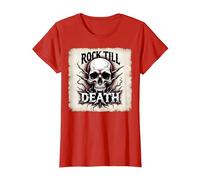 Graphique crâne de Mort Rock Till Heavy Metal T-Shirt, Femme, Rouge, 3XL