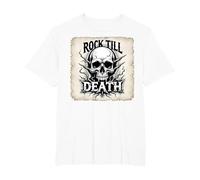 Graphique crâne de Mort Rock Till Heavy Metal T-Shirt, Homme Grandes Tailles, Blanc, 6X Tall