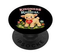 Graphique d'affirmation Mignon en Forme d'agneau rétro Kindness is Radical PopSockets PopGrip Adhésif