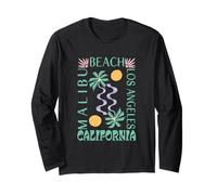 Graphique d'art abstrait rétro de Malibu Summer California Beach Manche Longue